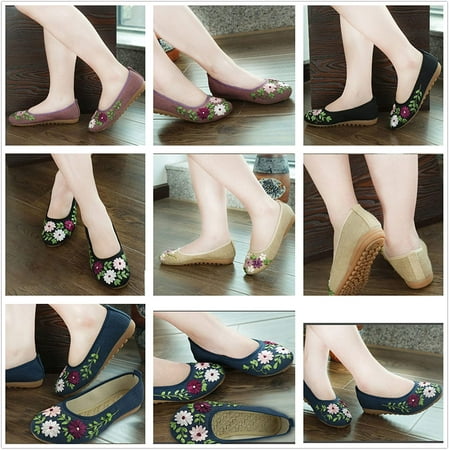 Vintage Women Lady Embroidery Ballerina Flats Old Peking Slip On Linen Shoes New Vintage Women Lady Embroidery Ballerina Flats Old Peking Slip On Linen Shoes New